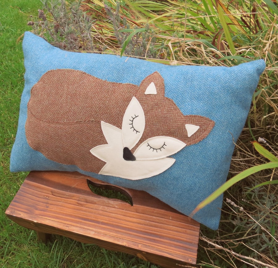 Fox cushion, complete with cushion pad.  Fox pillow. Reduced.