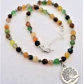 Tree of Life Pendant Agate Necklace. It balances the Yin and Yang energy.