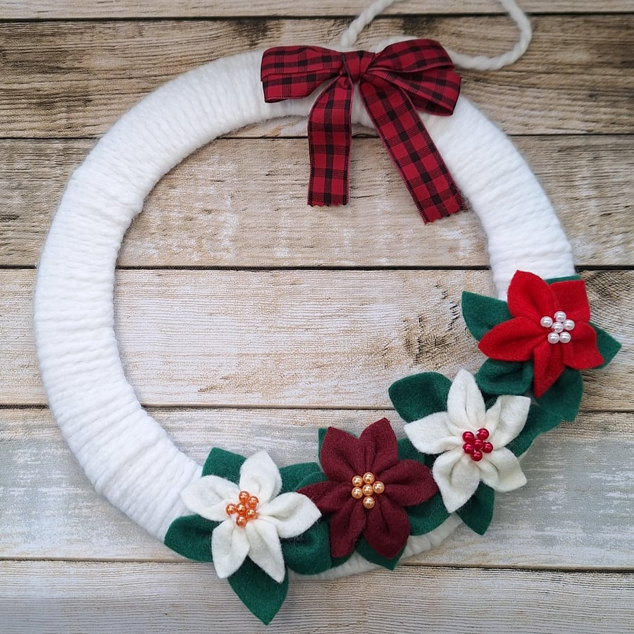 Festive Christmas yarn wreath  -  12 inch (30 cm) frame 