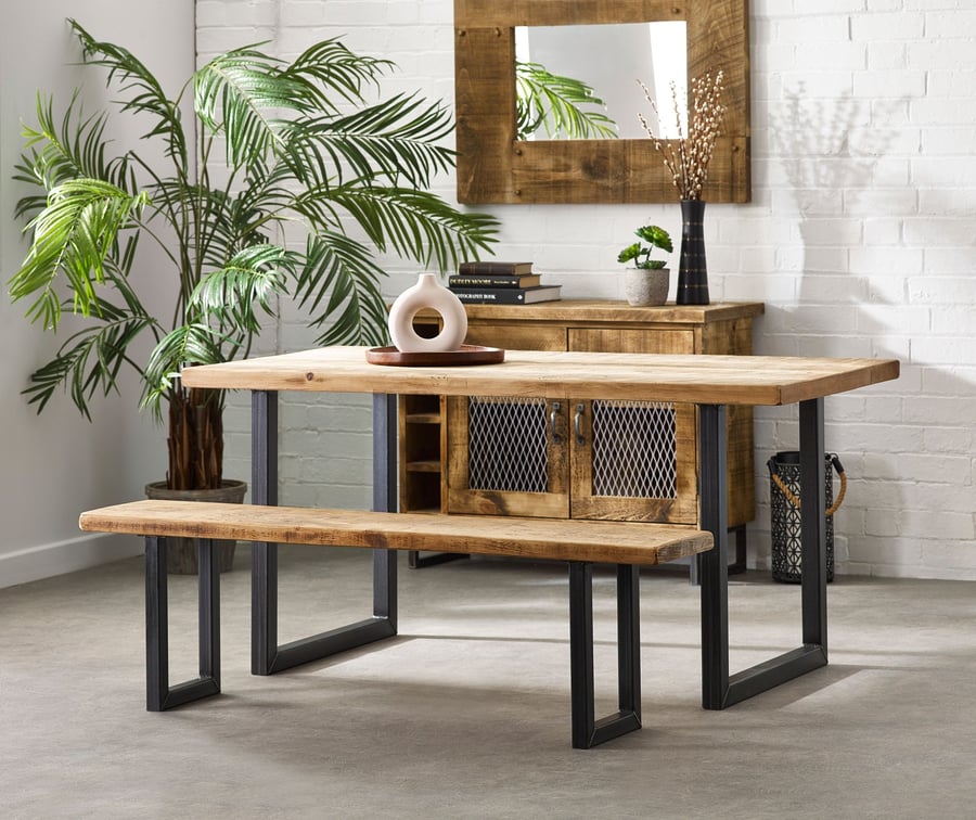 Hand Crafted U Base Dining Table and Bench Set - Folksy