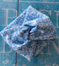 Blue fabric bracelet, wrist covering for work, floral tattoo wrist cover up - Image 3