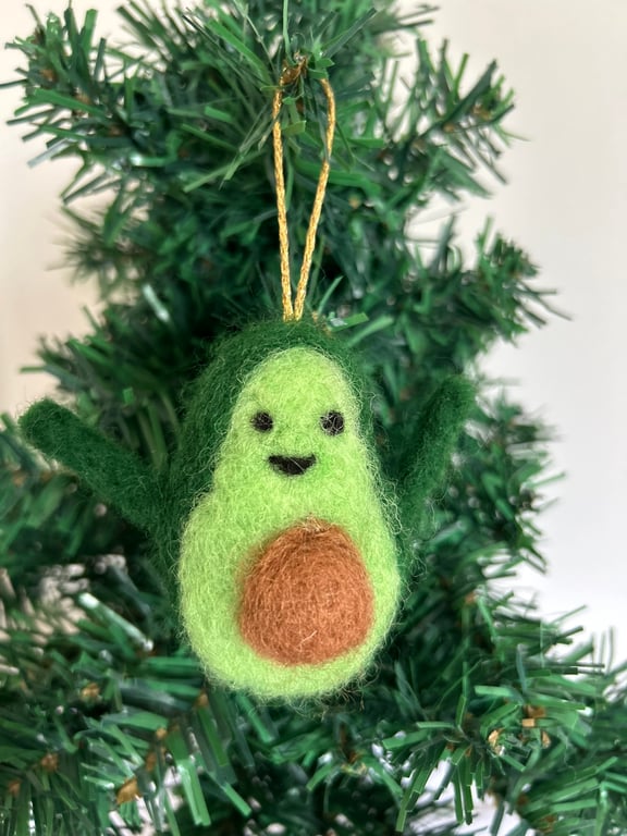 Christmas Avocado Needle Felted Decoration