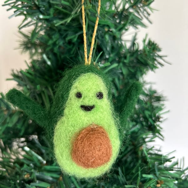 Christmas Avocado Needle Felted Decoration