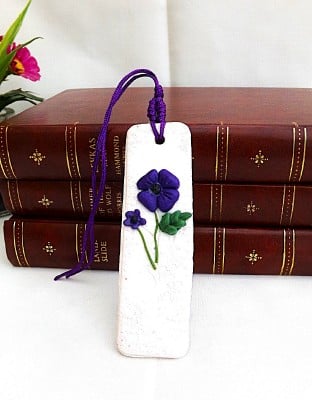 Handcrafted Purple Poppy Bookmark