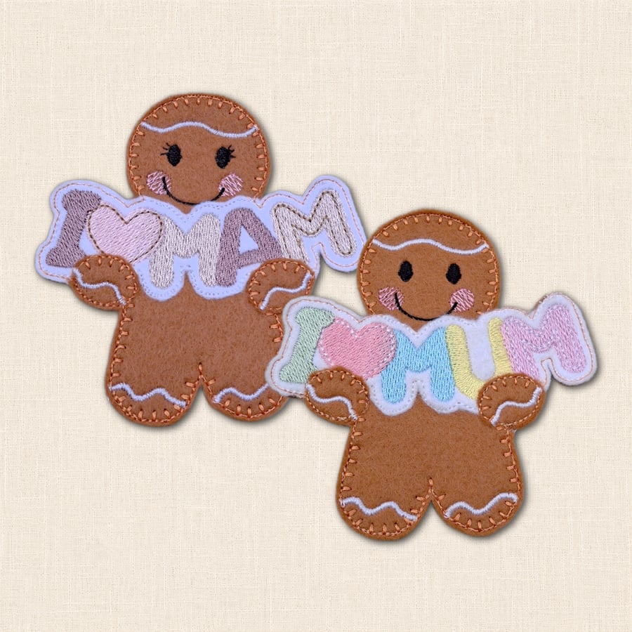 I Love Mum or Mam Gingerbread Decoration - Cute Felt Hanging Keepsake