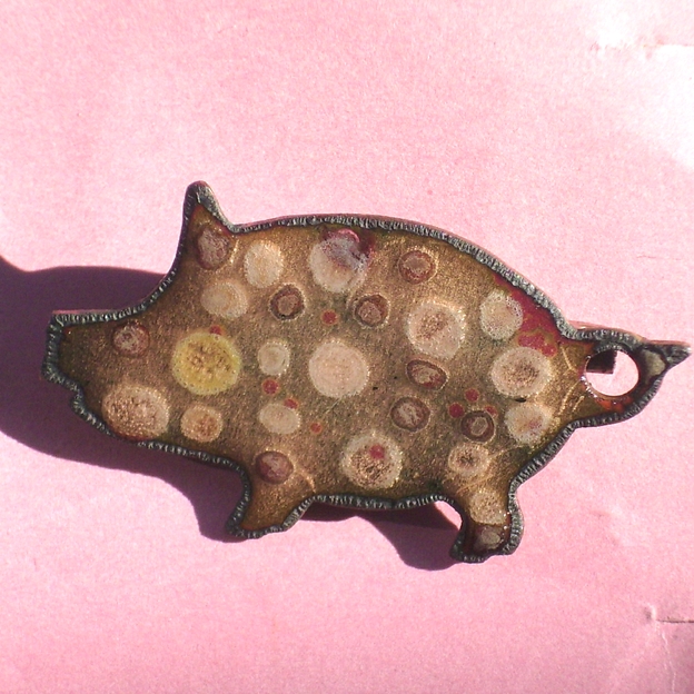 Guanajuato Waxed Cord Pig Animal Handmade Brooch