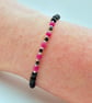 Genuine Ruby, Spinel & Onyx Bracelet, 40th Wedding Anniversary, July Birthstone - Image 2