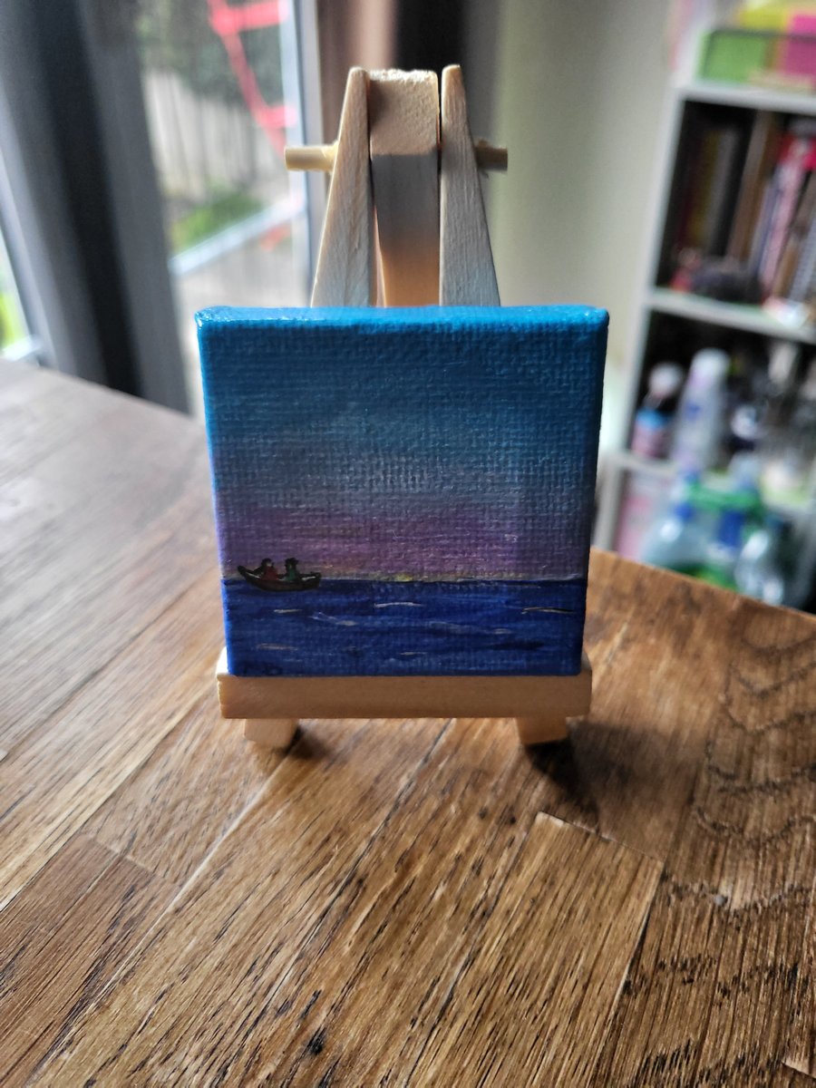 Original mini canvas seascape painting ocean beach