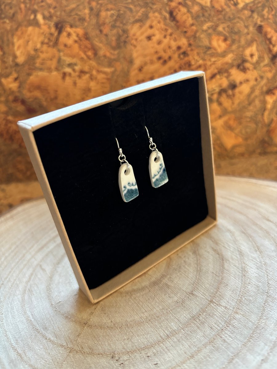 Handmade Ceramic Earrings One of a Kind Sterling Silver Eco Friendly Gifts