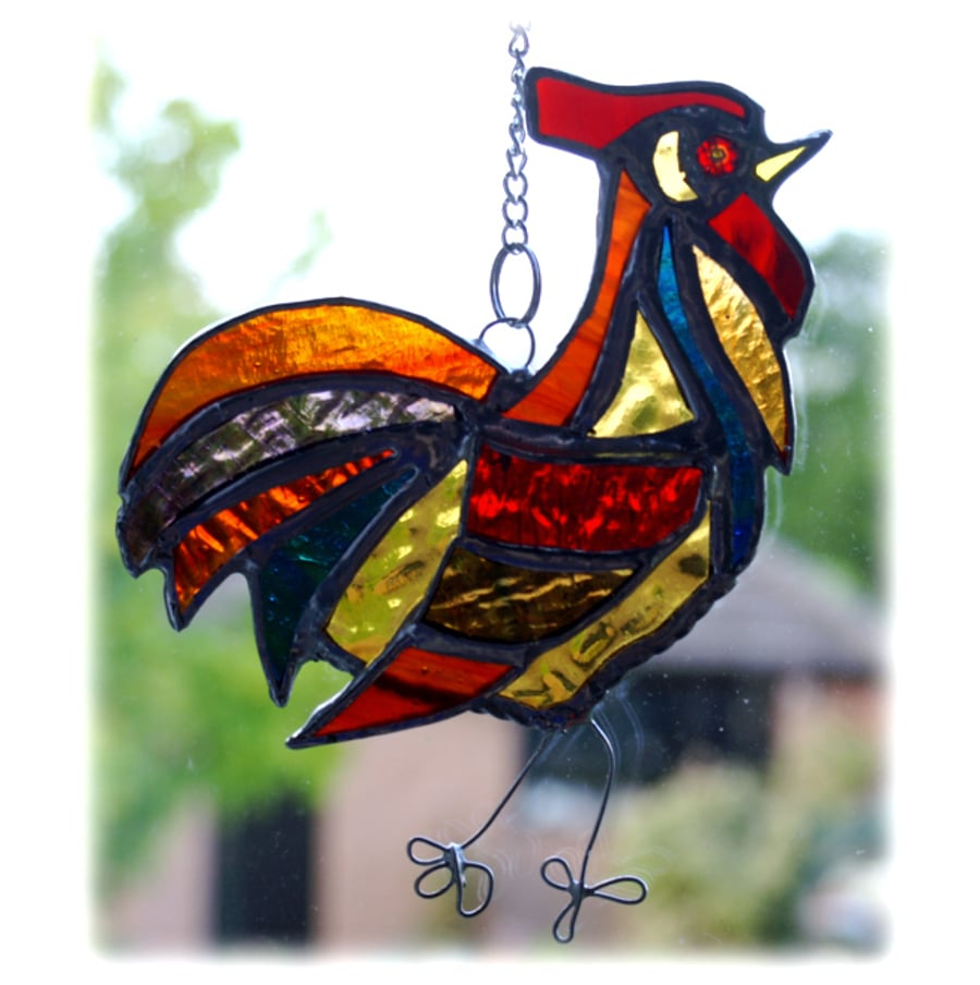 Cockerel Suncatcher Stained Glass chicken cockadoodledo farm bird