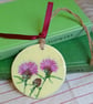 Knapweed clay imprinted and hand painted decoration 