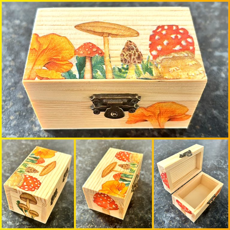 Small trinket box, wooden jewellery box decorated with decoupage