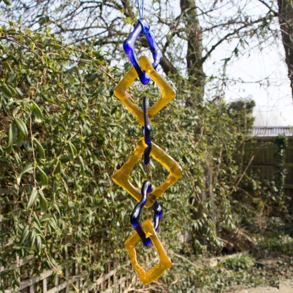 Ukraine Colours - Blue & Yellow Fused Glass Chain