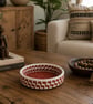 Handmade Coiled Macramé Basket - Rust & Off White Decorative Basket - Image 9