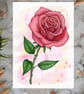 Original Watercolour Painting of a Red Rose, A4 Art - Image 5