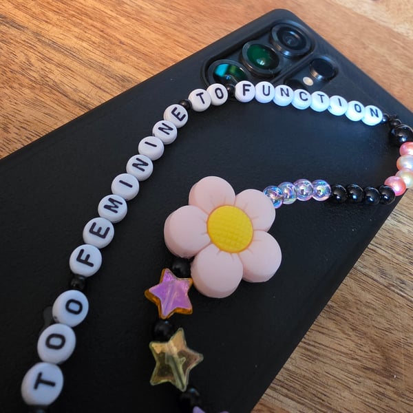FATM inspired Beaded Flower Phone Charm Strap 