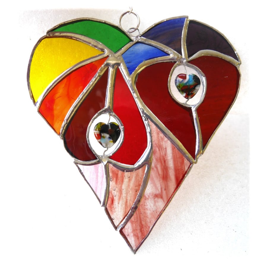 Heart of Hearts Rainbow Suncatcher Stained Glass