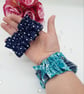 Ruffled scrunchie set,  navy polkadot and turquoise rose.  - Image 9