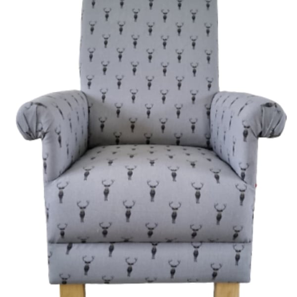 Kids Chair Sophie Allport Highland Stag Fabric Children's Armchair Grey Boys 