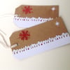 Christmas Gift Tags Set of Three,'Xmas Stars',Handmade Message Tags