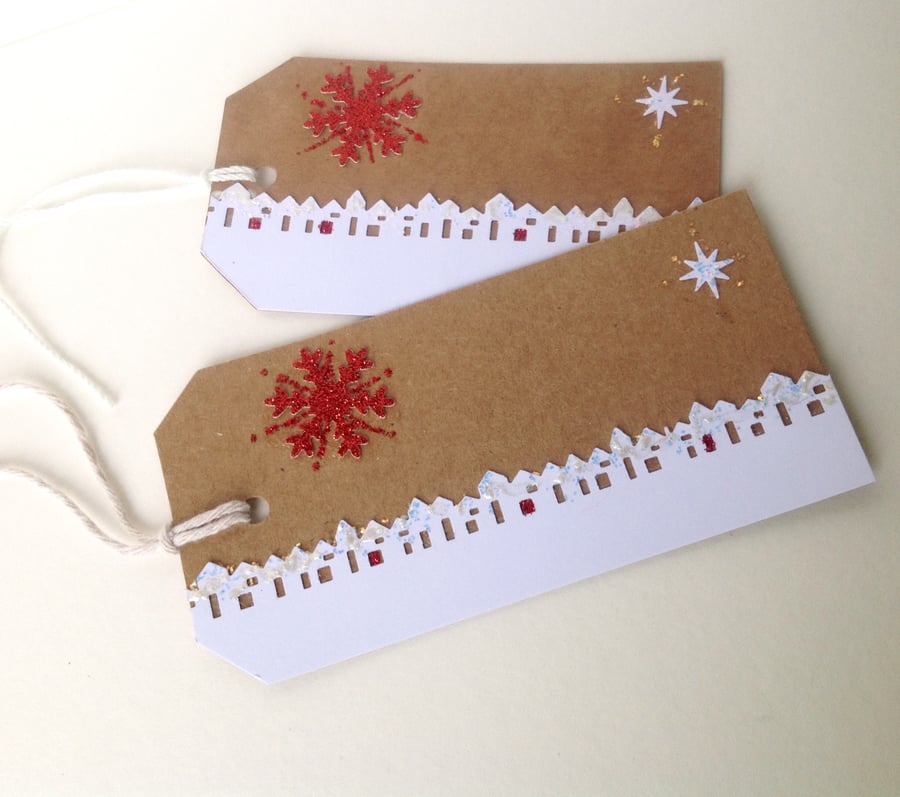 Christmas Gift Tags Set of Three,'Xmas Stars',Handmade Message Tags