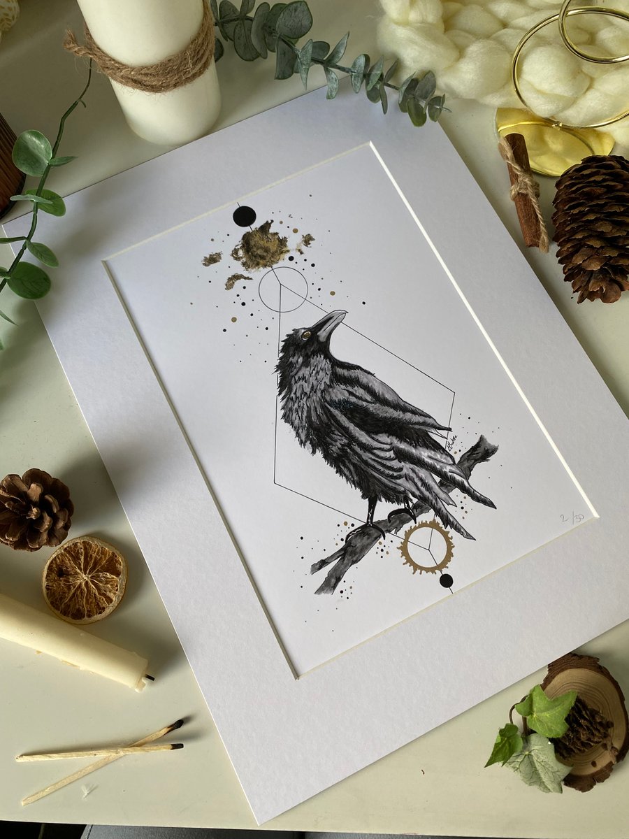 Giclee Print Raven Art inspired by Edgar Allan Poe