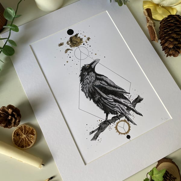 Giclee Print Raven Art inspired by Edgar Allan Poe