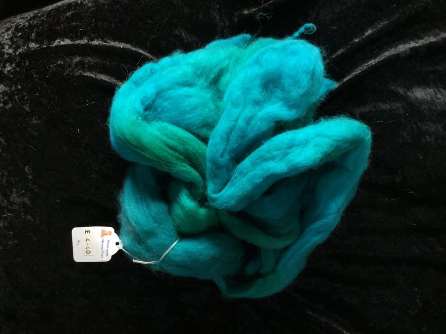 Mobair Hand Dyed Random Merino Wool Tops Sea Blue