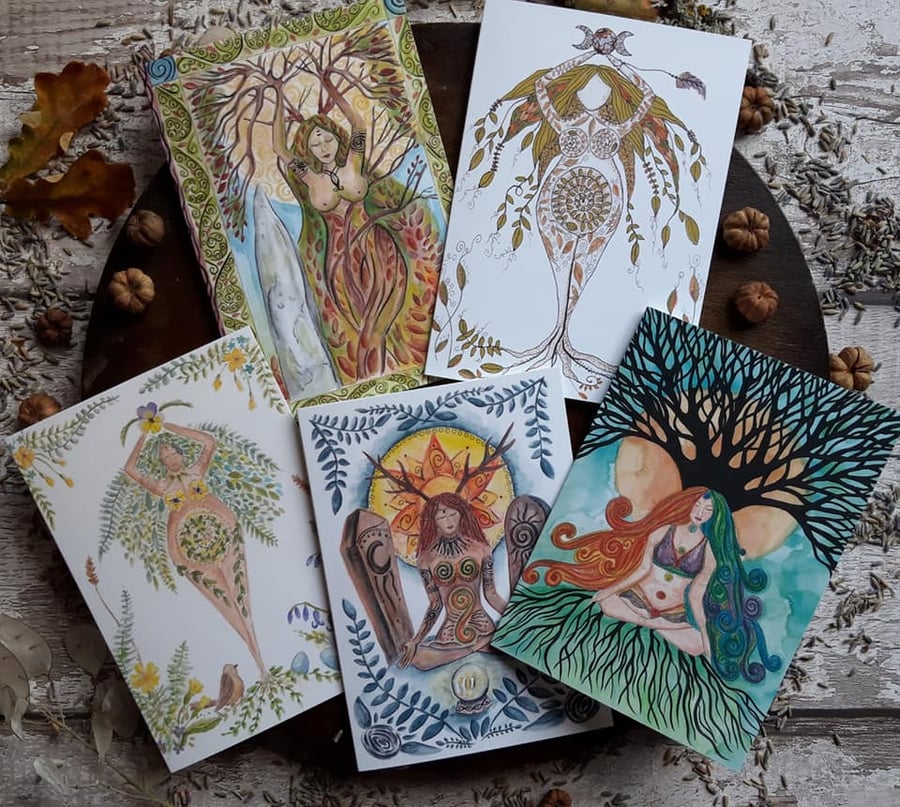Goddess card, greenwoman card, pagan card, pagan art, goddess art, goddess,pagan