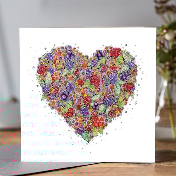 Very Berry Heart greeting card (Blank)
