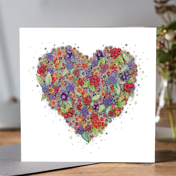 Very Berry Heart greeting card (Blank)