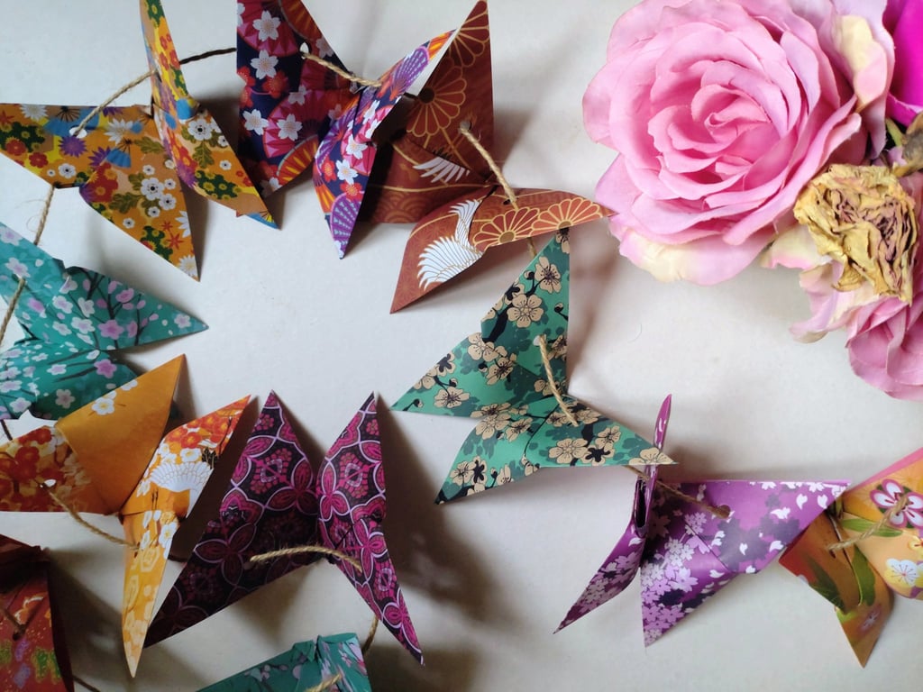 Origami Butterfly Garland, Paper Bunting, Eclectic Bohemian Interiors