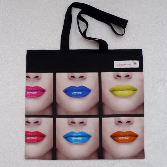 Bright Lips Print Shoulder Bag. Fully Lined.