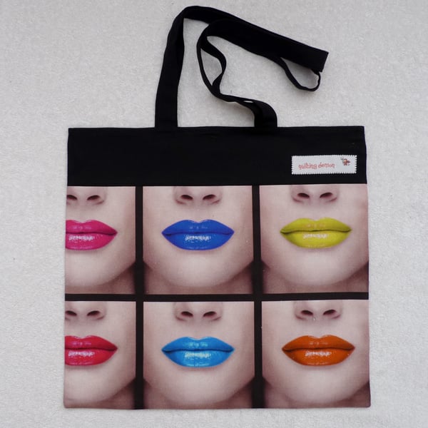 Bright Lips Print Shoulder Bag. Fully Lined.