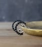 Black Gemstone Beaded Hoop Earrings in Sterling Silver  - Image 3