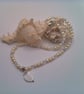 Cream Pearl Necklace Bracelet and Earrings With Shell Heart Beads, Gift for Her - Image 2