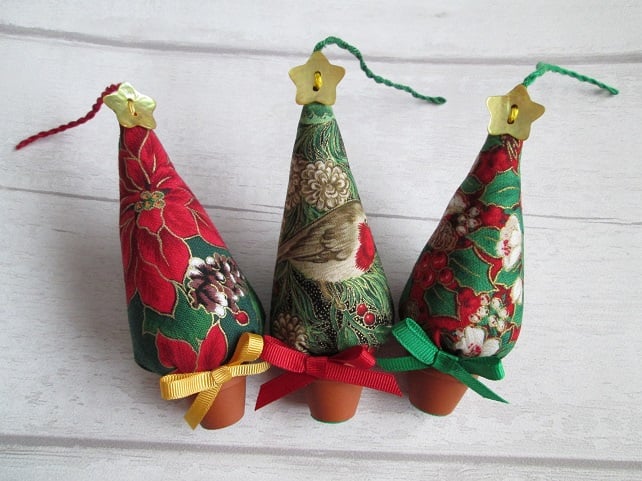 Trio of Tiny Christmas Tree Tree Decorations