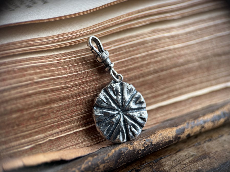 Sterling Silver Double Sided Poppy Head and Nasturtium Leaf Pendant Charm