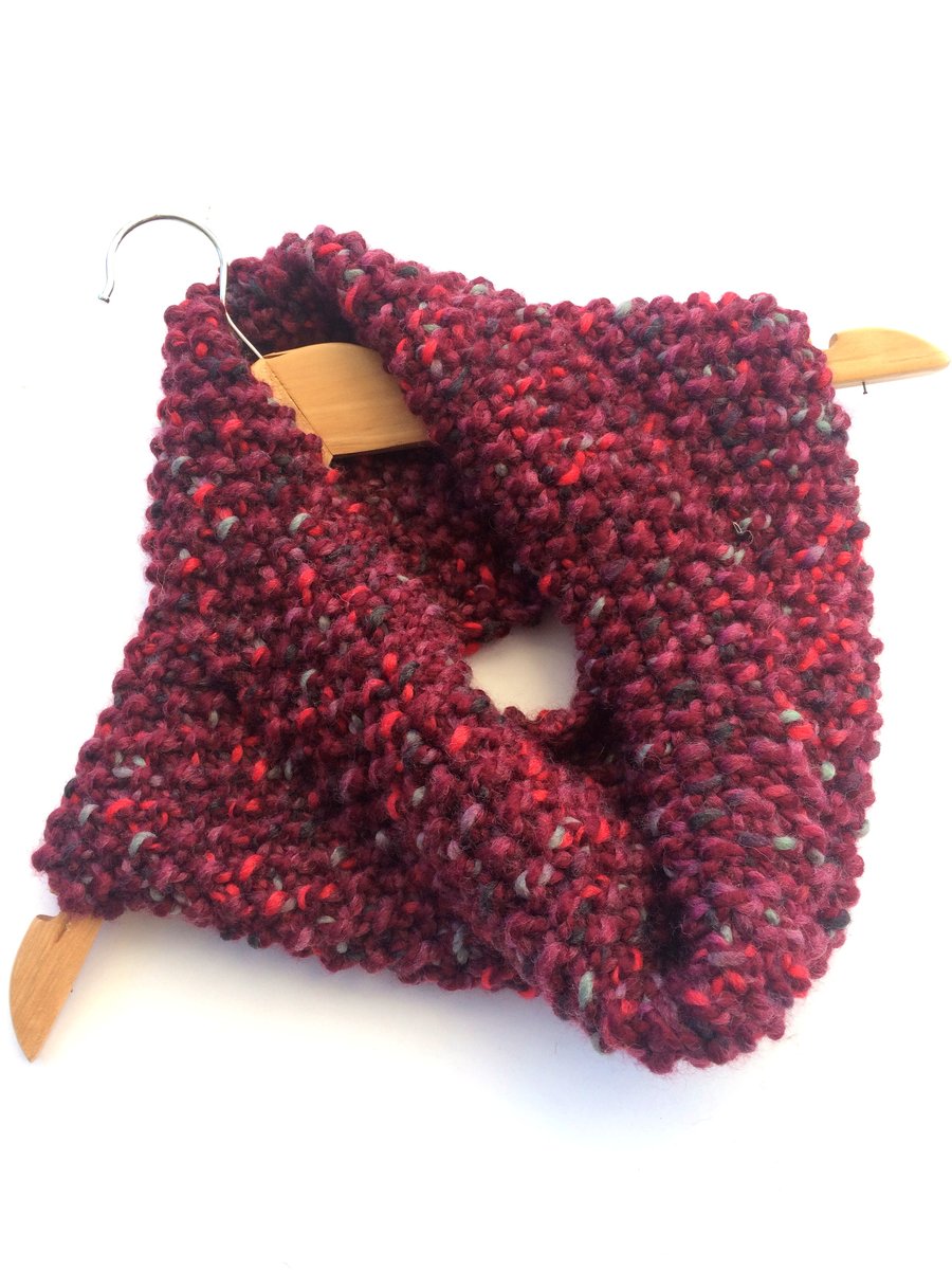 Maroon Red Chunky Cosy Snood