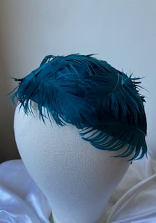 Peggy - Teal Feather Felt Fascinator - Special Occasion - Wedding Guest