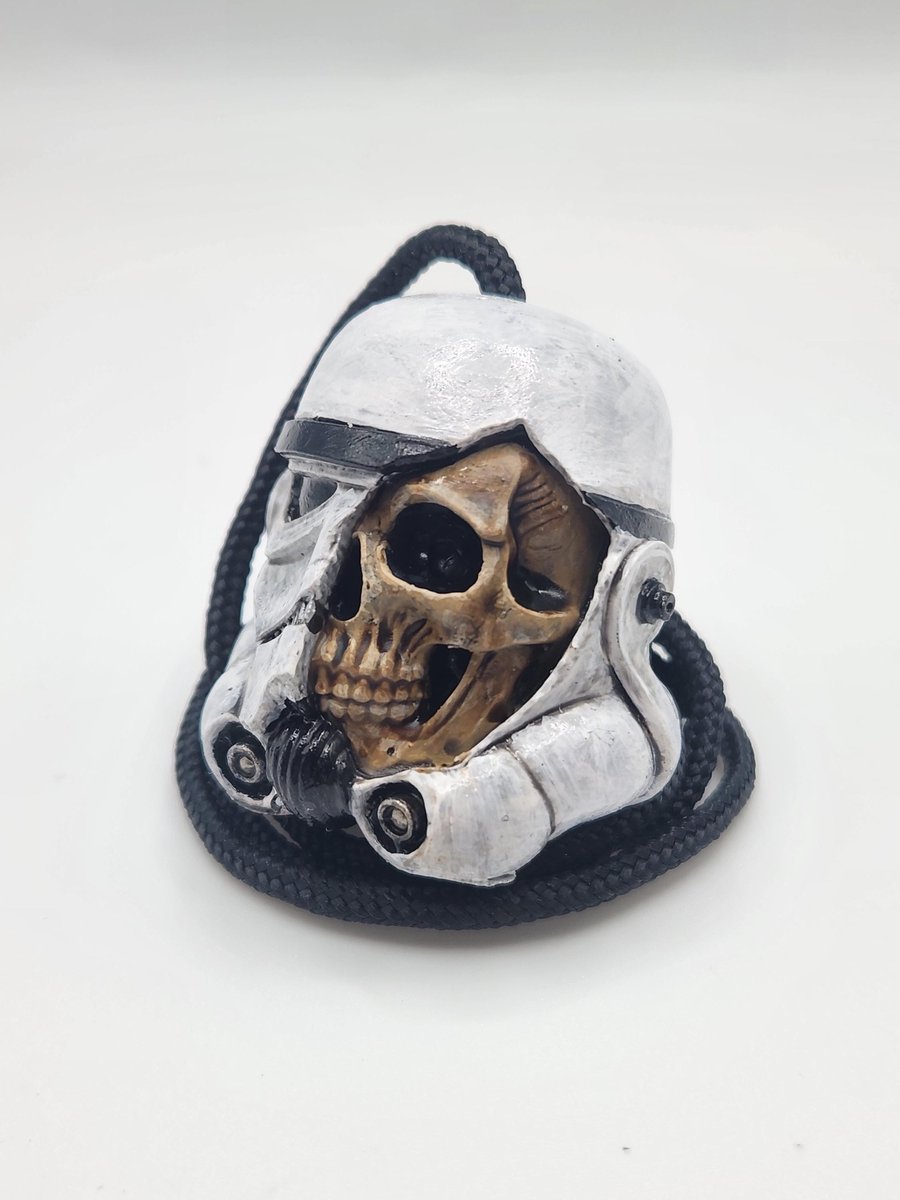 Storm Trooper Skull Helmet Rear View Mirror Charm Hand-Painted 3D Printed Car Ac