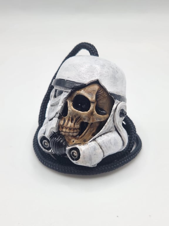 Storm Trooper Skull Helmet Rear View Mirror Charm Hand-Painted 3D Printed Car Ac