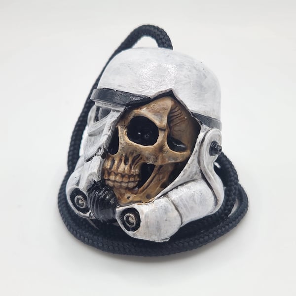 Storm Trooper Skull Helmet Rear View Mirror Charm Hand-Painted 3D Printed Car Ac