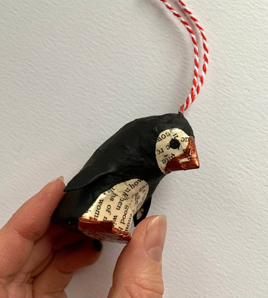Handmade Copper Puffin, SALE PRICE handmade nature inspired art gifts for reader