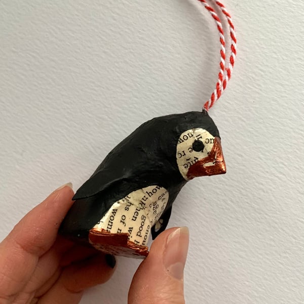 Handmade Copper Puffin, SALE PRICE handmade nature inspired art gifts for reader