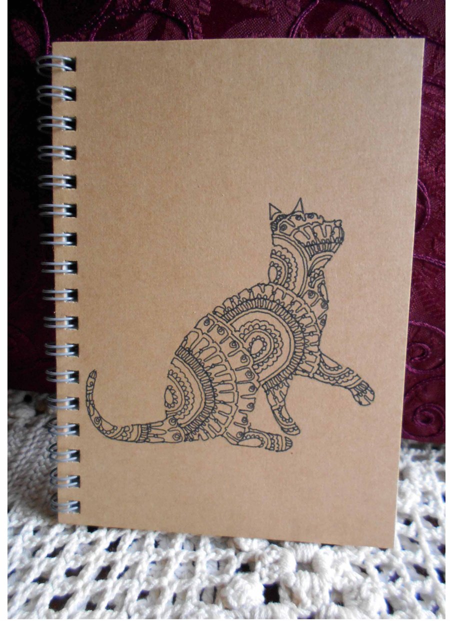 Gift for a Cat Lover, A6 Lined Notebook, Handdrawn