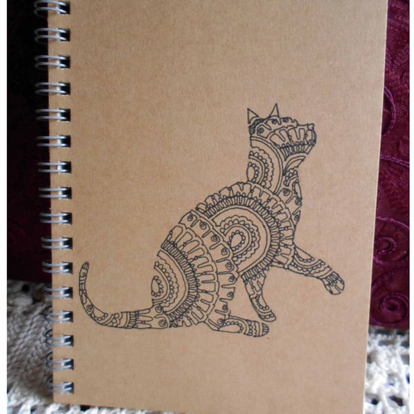 Gift for a Cat Lover, A6 Lined Notebook, Handdrawn