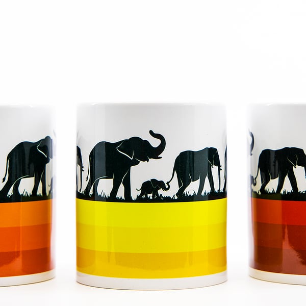 Elephant Family Coffee Mug African Animals Wildlife gift for Elephant Lovers.