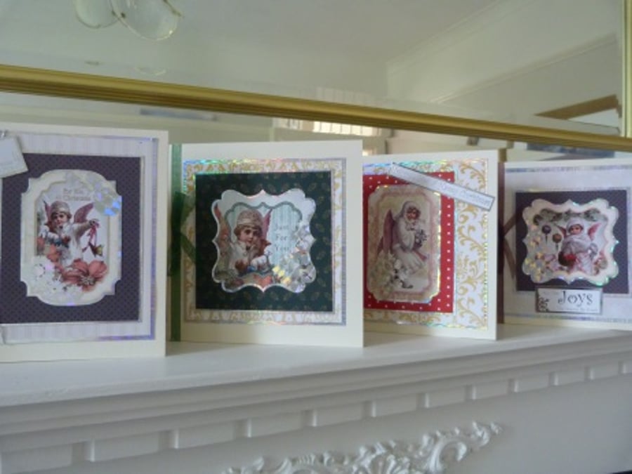 Pack of 4 Quality Vintage Christmas Cards