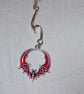 Red and Silver Enamelled Bat & Thorn Earrings with Silver Plated Ear Wires - Image 6